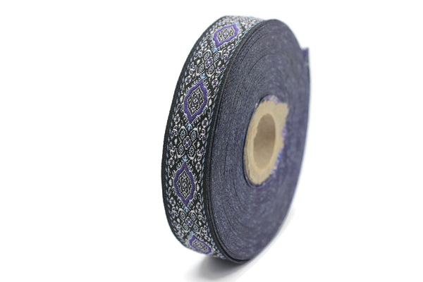 18 mm purple Medieval Motive Woven Border (0.70 inches), jacquard ribbon, Embroidered ribbon, Sewing trim, Scroll Jacquard trim, 18589