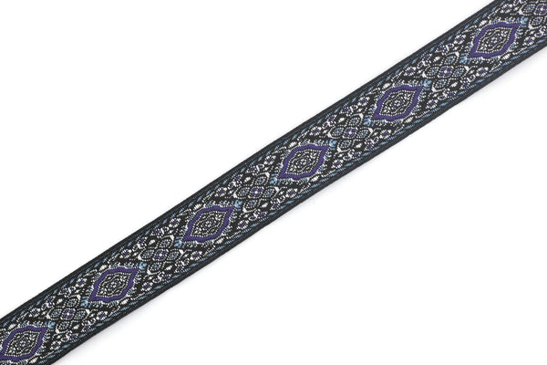 18 mm purple Medieval Motive Woven Border (0.70 inches), jacquard ribbon, Embroidered ribbon, Sewing trim, Scroll Jacquard trim, 18589
