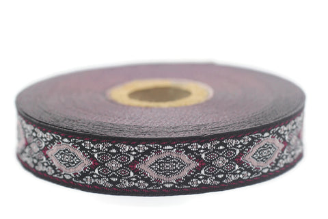 18 mm colorful Medieval Motive Woven Border (0.70 inches), jacquard ribbon, Embroidered ribbon, Sewing trim, Scroll Jacquard trim, 18589