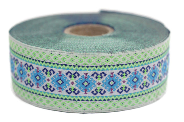 35 mm Snowy Motif Ribbon (1.37 inches), Vintage Jacquard, Sewing Trim, Huge Trim, Large ribbon, making curtain, 35997