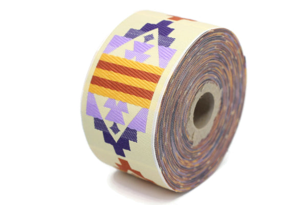 Choose your Aztec Woven Trim in 0.98", 1.37" & 1.96" Widths, Native American Jacquard Ribbon, Indian Navajo Clothing Accessories 126