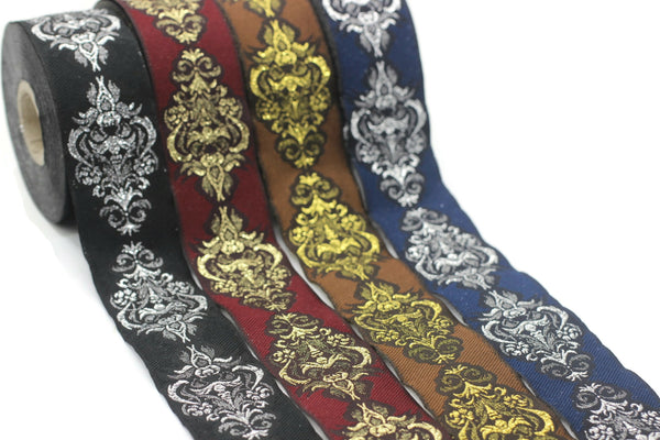 35 mm Black Authentic Jacquard Ribbons (1.37 inches) Sewing Crafts, ribbon trim, jacquard trim, craft supplies, collar supply, trim, 35918