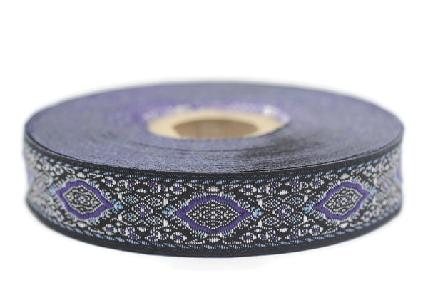 18 mm purple Medieval Motive Woven Border (0.70 inches), jacquard ribbon, Embroidered ribbon, Sewing trim, Scroll Jacquard trim, 18589
