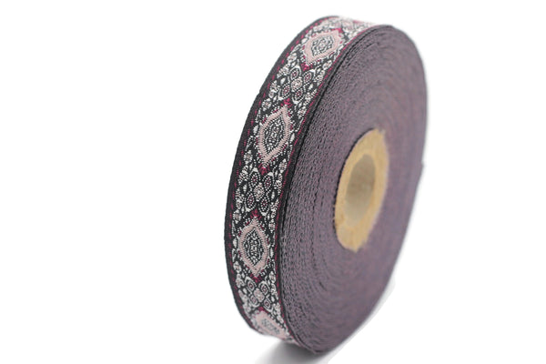 18 mm colorful Medieval Motive Woven Border (0.70 inches), jacquard ribbon, Embroidered ribbon, Sewing trim, Scroll Jacquard trim, 18589