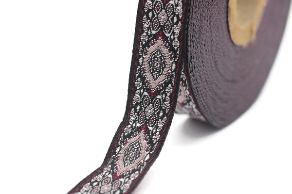 18 mm colorful Medieval Motive Woven Border (0.70 inches), jacquard ribbon, Embroidered ribbon, Sewing trim, Scroll Jacquard trim, 18589