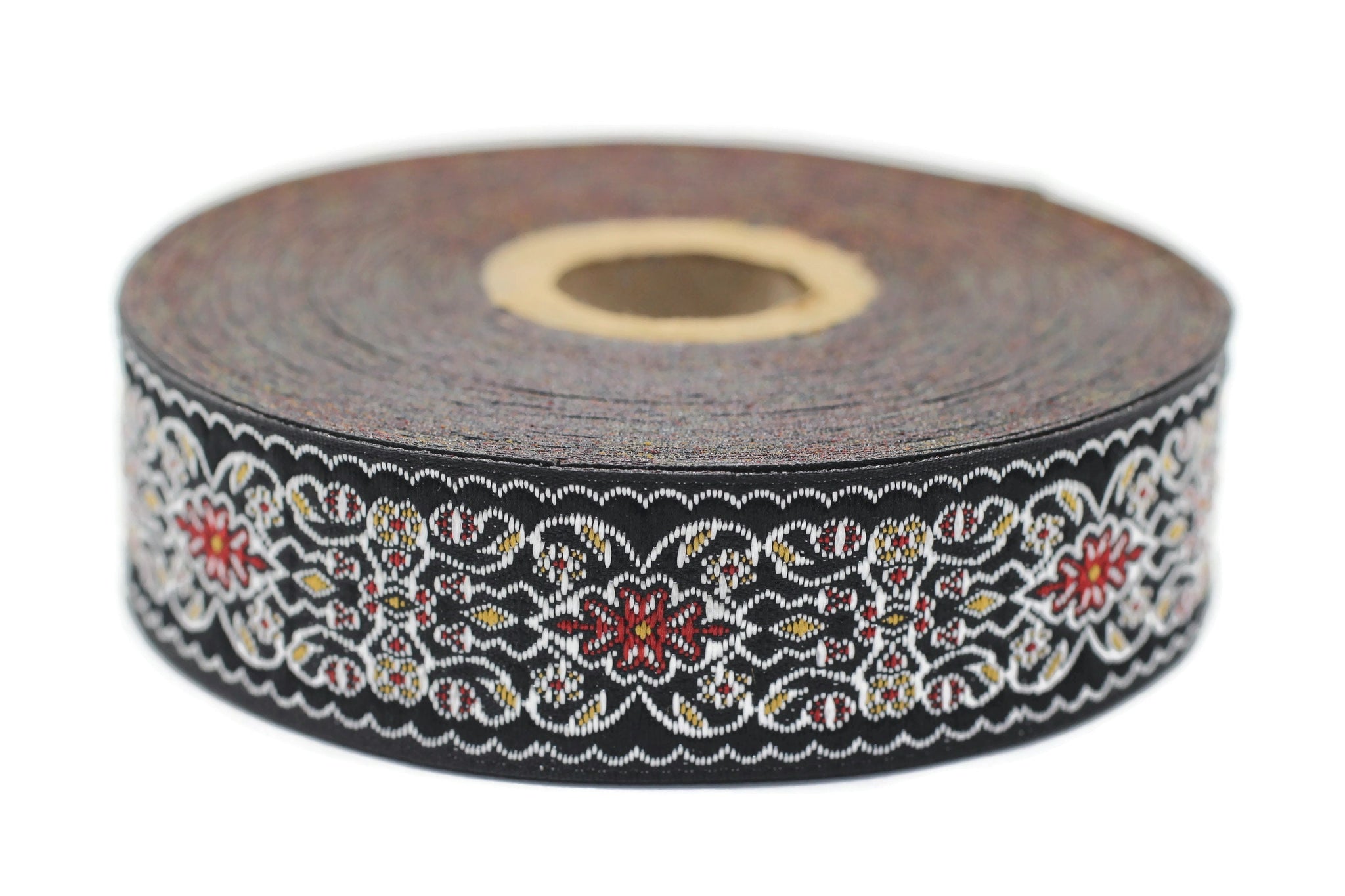 25 mm Black&Red Jacquard ribbon (0.98 inches), Decorative Craft Ribbon, Sewing, Jacquard ribbons, Trim, woven ribbons, collar supply, 25939