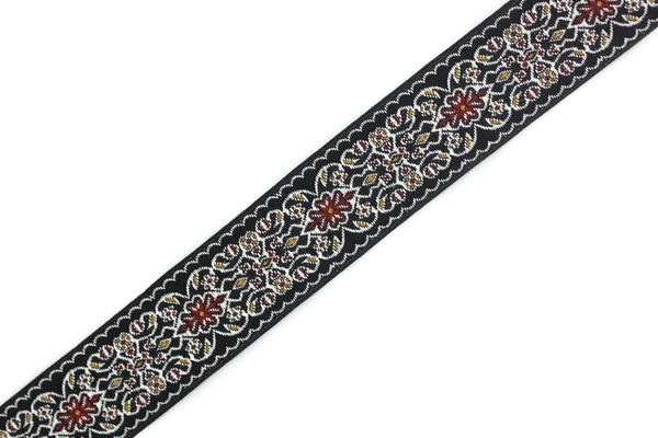 25 mm Black&Red Jacquard ribbon (0.98 inches), Decorative Craft Ribbon, Sewing, Jacquard ribbons, Trim, woven ribbons, collar supply, 25939