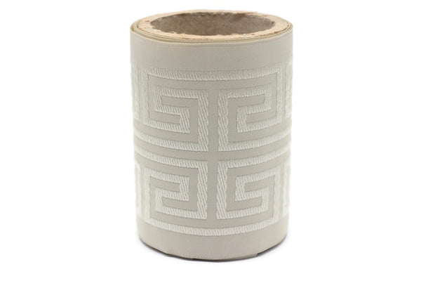 Cream 100 mm Embroidered Ribbons (3.93 inch), Jacquard Trims, Sewing Trim, Drapery Trim, Curtain Trims, Jacquard Ribbons, 176 V1