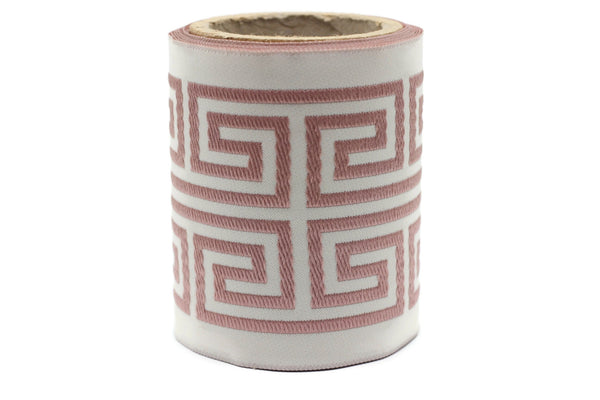 Pink 100 mm Embroidered Ribbons (3.93 inch), Jacquard Trims, Sewing Trim, Drapery Trim, Curtain Trims, Jacquard Ribbons, 176 V5
