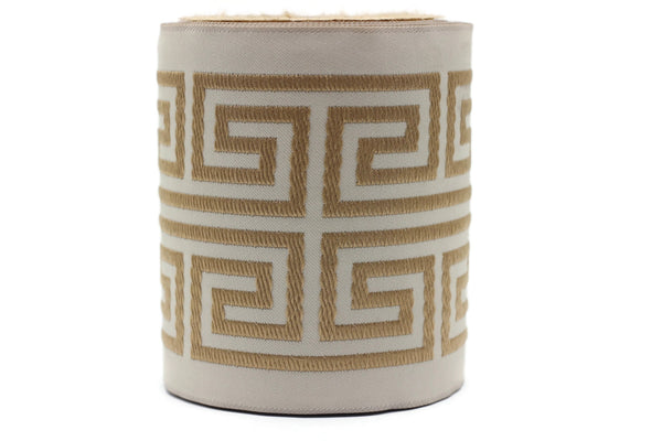 Golden 100 mm Embroidered Ribbons (3.93 inch), Jacquard Trims, Sewing Trim, Drapery Trim, Curtain Trims, Jacquard Ribbons, 176 V3