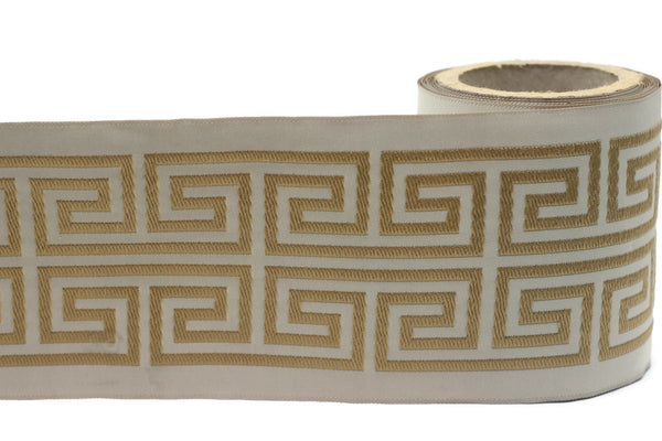 Golden 100 mm Embroidered Ribbons (3.93 inch), Jacquard Trims, Sewing Trim, Drapery Trim, Curtain Trims, Jacquard Ribbons, 176 V3