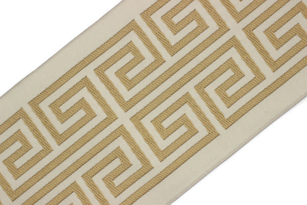 Golden 100 mm Embroidered Ribbons (3.93 inch), Jacquard Trims, Sewing Trim, Drapery Trim, Curtain Trims, Jacquard Ribbons, 176 V3