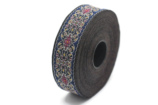 25 mm Blue&Red Jacquard ribbon (0.98 inches), Decorative Craft Ribbon, Sewing, Jacquard ribbons, Trim, woven ribbons, collar supply, 25939