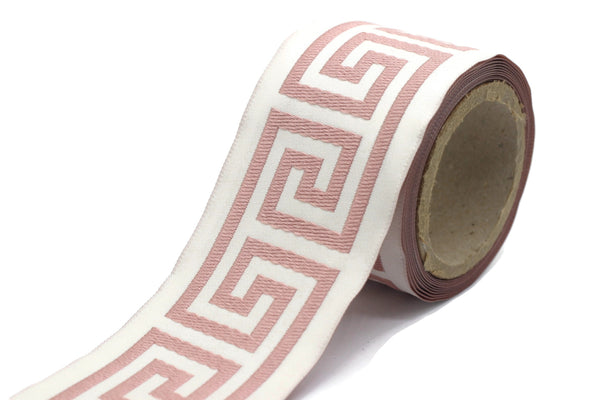 68 mm Greek Key Ribbon Trim (2.67 inch), Jacquard Trims for your Drapes, Curtains, Drapery Banding, Drapery Trim Tape V5 176