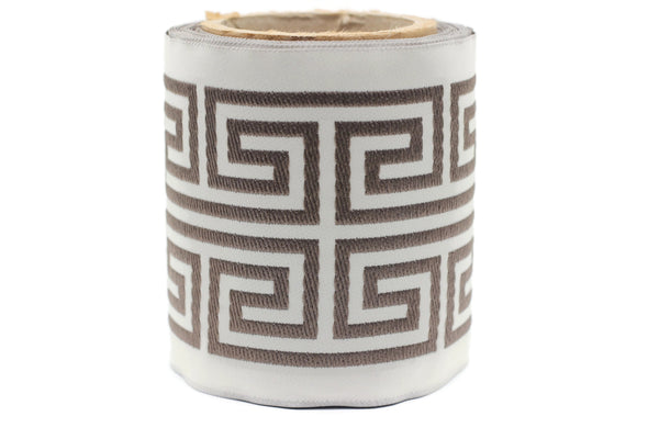 Brown 100 mm Embroidered Ribbon (3.93 inch) | Jacquard Trims | Sewing Trim | Drapery Trim | Curtain Trims | Jacquard Ribbons | 176 V4