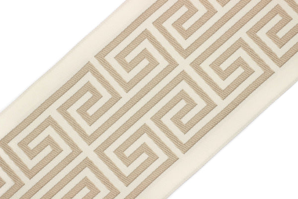 Beige 100 mm Embroidered Ribbons (3.93 inch), Jacquard Trims, Sewing Trim, Drapery Trim, Curtain Trims, Jacquard Ribbons, 176 V2
