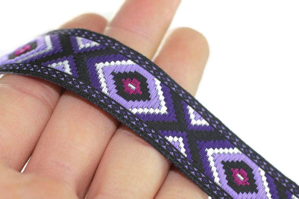 25 mm Purple Jacquard trim (0.98 inches), vintage Ribbon,  Decorative Craft Ribbon, Sewing Trim, Jacquard ribbon, 25952