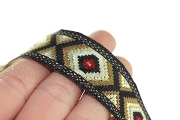 25 mm Clear Brown Jacquard trim (0.98 inches), vintage Ribbon,  Decorative Craft Ribbon, Sewing, Jacquard ribbons, ribbon trim, 25952