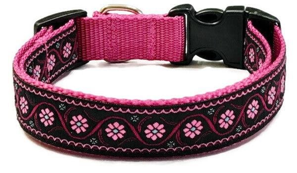 35 mm Pink Daisy Blossom ribbon (1.37 inches), Vintage Jacquard, Floral ribbon, Floral trim, woven jacquard, jacquard ribbons, 35938