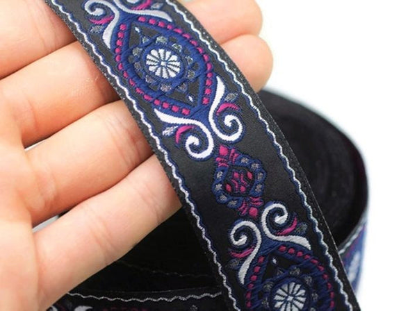 25 mm Blue&Pink Jacquard trims (0.98 inches), jacquard ribbon, Decorative Craft Ribbon, Sewing trim, woven trim, embroidered ribbon, 25950