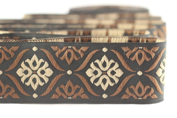 35 mm Brown Mediterranean Ribbon  (1.37 inches), Jacquard ribbon,  jacquard trim, fabric wide trims, craft supplies, vintage trim, 35973