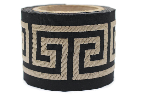 68 mm Greek Key Ribbon Trim (2.67 inch), Jacquard Trims for your Drapes, Curtains, Drapery Banding, Drapery Trim Tape V11 176