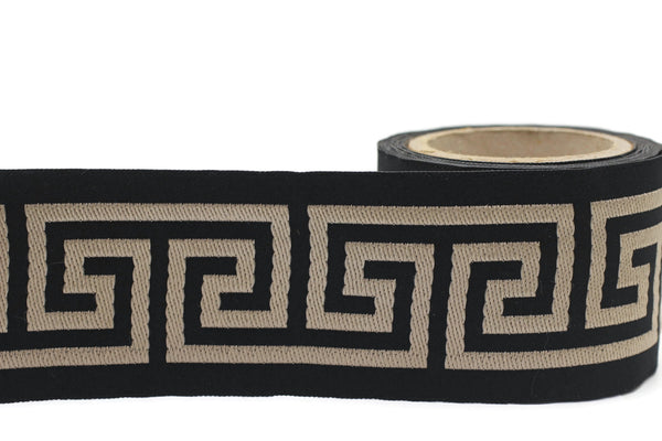 68 mm Greek Key Ribbon Trim (2.67 inch), Jacquard Trims for your Drapes, Curtains, Drapery Banding, Drapery Trim Tape V11 176