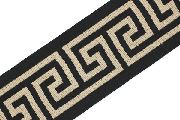 68 mm Greek Key Ribbon Trim (2.67 inch), Jacquard Trims for your Drapes, Curtains, Drapery Banding, Drapery Trim Tape V11 176