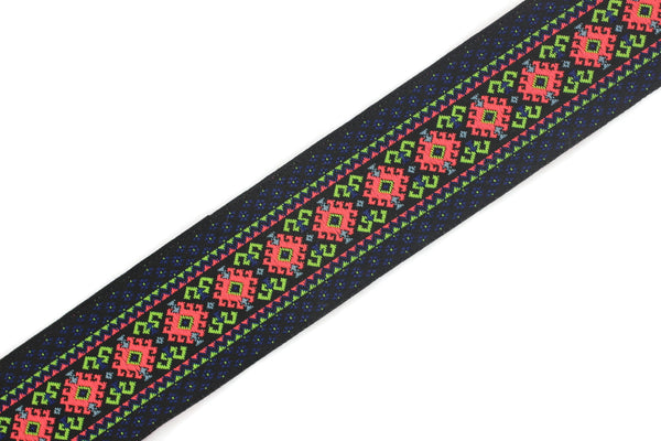 35 mm Colorfull Mosaic Motif Jacquard Ribbon (1.37 inches), Vintage Jacquard, Sewing Trim, Huge Trim , Large ribbon, jacquard ribbon, 35997