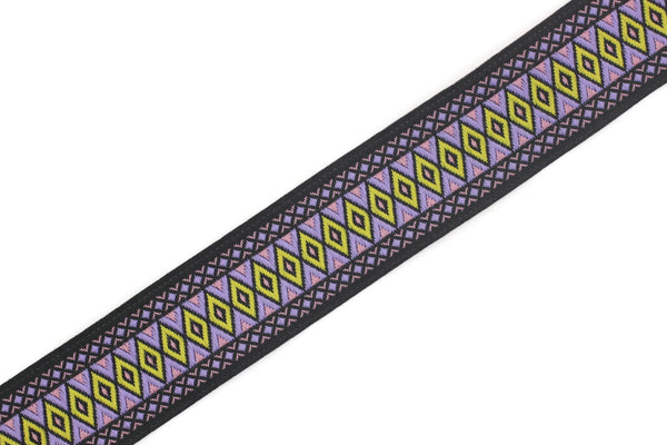 28 mm Purple&Yellow Diamond Jacquard ribbon (1.10 inches), Diamond ribbon, dog colar ribbons, Sewing, Jacquard ribbon, Trim, Ribbon, 28119