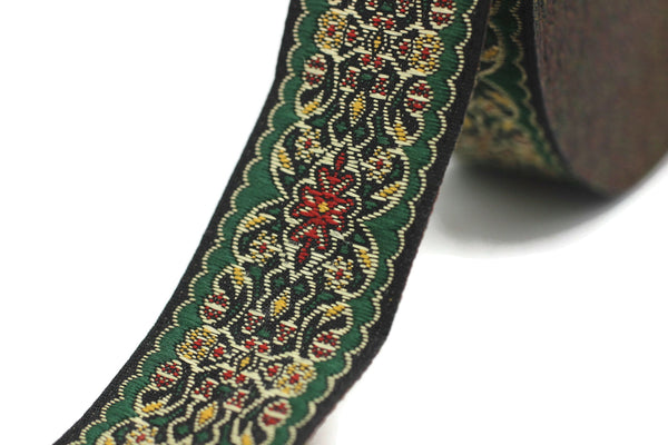 25 mm Red&Green Jacquard ribbon (0.98 inches, Decorative Craft Ribbon, Sewing, Jacquard ribbons, Trim, woven ribbons, collar supply, 25939