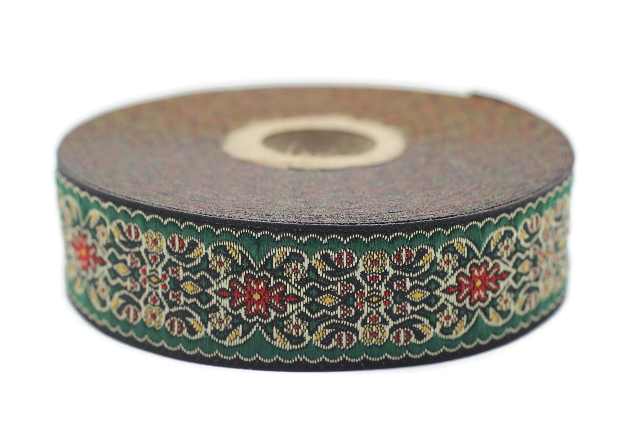25 mm Red&Green Jacquard ribbon (0.98 inches, Decorative Craft Ribbon, Sewing, Jacquard ribbons, Trim, woven ribbons, collar supply, 25939