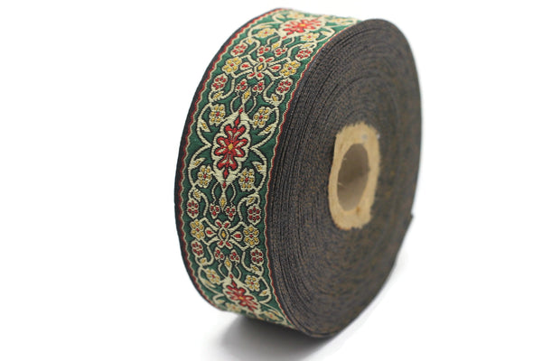 35 mm Red&Green Anatolian jacquard ribbon (1.37 inches), jacquard trim, jacquard ribbons, fabric ribbon, vintage trim, 35939