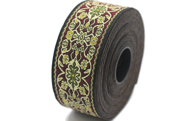 35 mm Yellow&Green Anatolian jacquard ribbon (1.37 inches), jacquard trim, jacquard ribbons, fabric ribbon, vintage trim, 35939
