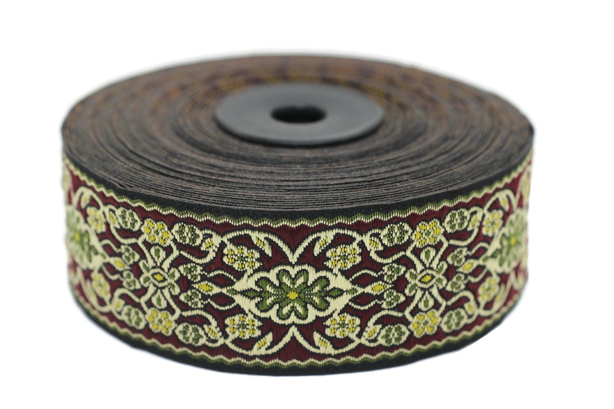 35 mm Yellow&Green Anatolian jacquard ribbon (1.37 inches), jacquard trim, jacquard ribbons, fabric ribbon, vintage trim, 35939