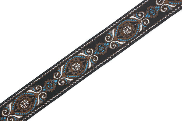 25 mm Blue&Brown Jacquard trims (0.98 inches), jacquard, Decorative Craft Ribbon, Sewing trim, woven trim, embroidered ribbon, 25950