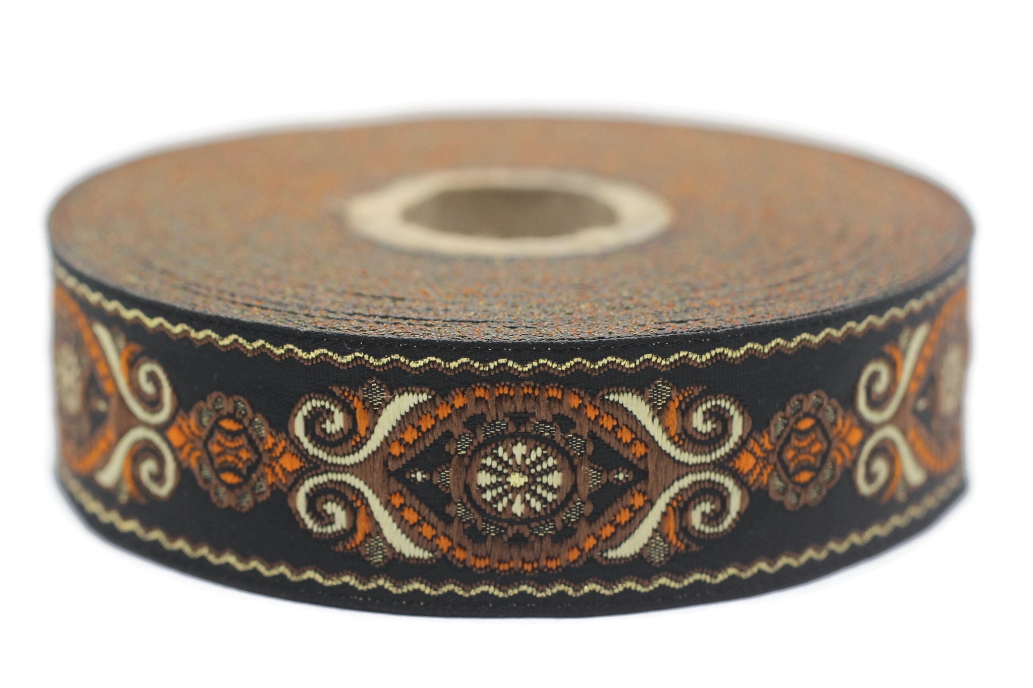 25 mm Brown&Black Jacquard trims (0.98 inches), jacquard ribbons, Decorative Craft Ribbon, Sewing trim, woven trim, Vintage ribbon, 25950