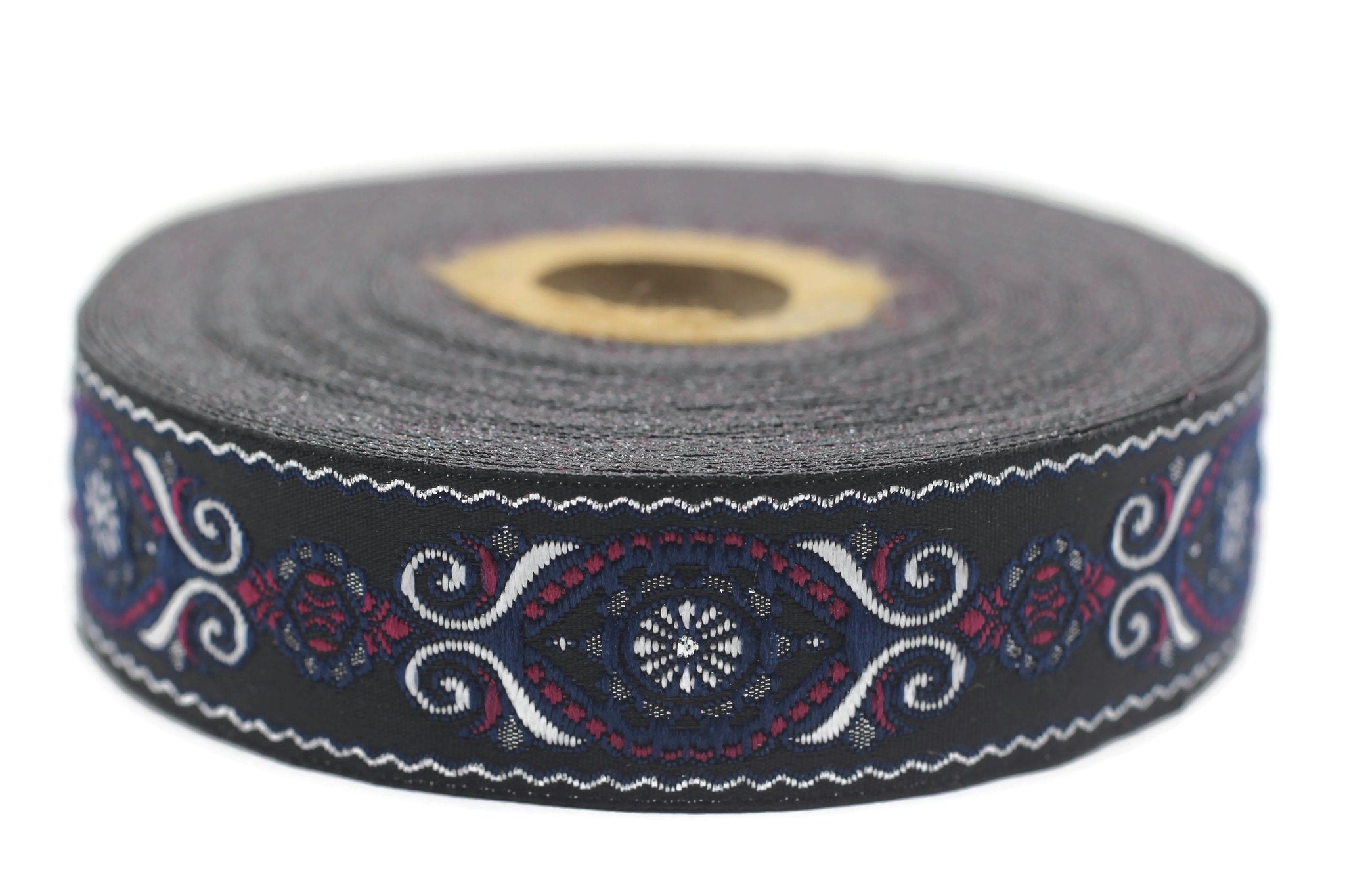 25 mm Blue&Pink Jacquard trims (0.98 inches), jacquard ribbon, Decorative Craft Ribbon, Sewing trim, woven trim, embroidered ribbon, 25950