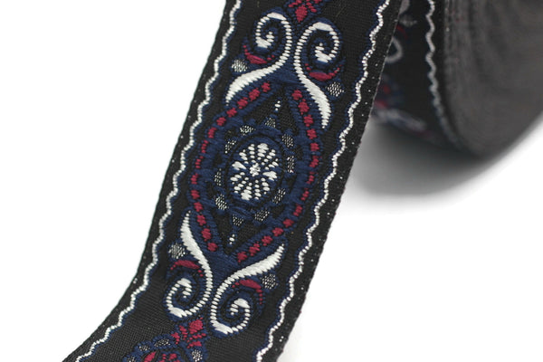 25 mm Blue&Pink Jacquard trims (0.98 inches), jacquard ribbon, Decorative Craft Ribbon, Sewing trim, woven trim, embroidered ribbon, 25950