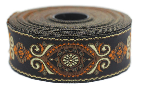 35 mm Brown&Black Jacquard trims (1.37 inches), Jacquard Ribbons, Decorative Craft Ribbon, Sewing trim, woven trim, Jacquard ribbon, 35950