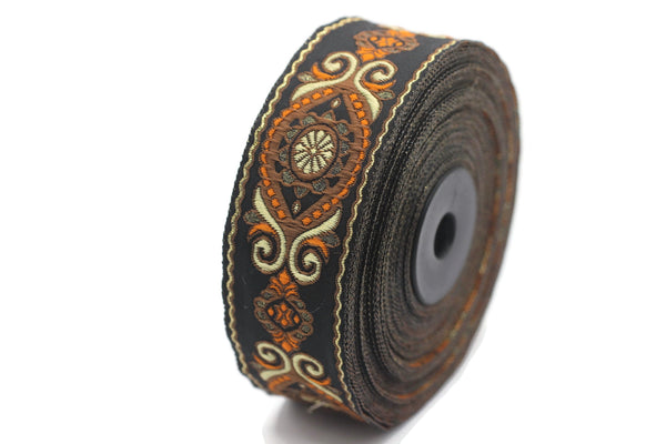 35 mm Brown&Black Jacquard trims (1.37 inches), Jacquard Ribbons, Decorative Craft Ribbon, Sewing trim, woven trim, Jacquard ribbon, 35950