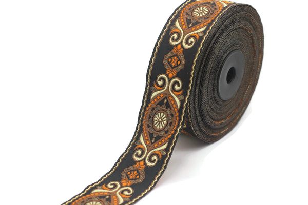 35 mm Brown&Black Jacquard trims (1.37 inches), Jacquard Ribbons, Decorative Craft Ribbon, Sewing trim, woven trim, Jacquard ribbon, 35950