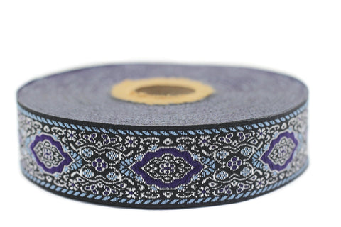 25 mm purple Medieval Motive Woven Border (0.98 inches), jacquard ribbon, Embroidered ribbon, Sewing trim, Scroll Jacquard trim, 25589