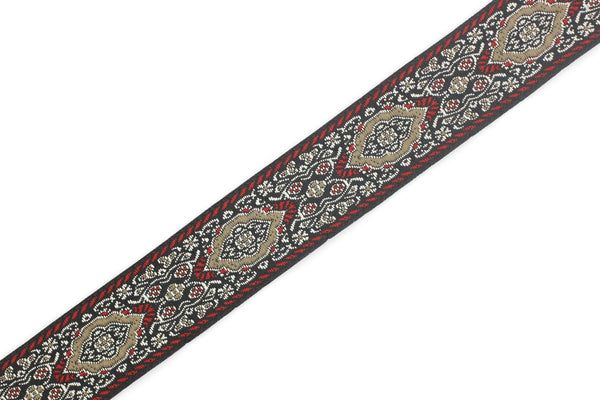 25 mm Red Medieval Motive Woven Border (0.98 inches), jacquard ribbon, Embroidered ribbon, Sewing trim, Scroll Jacquard trim, 25589