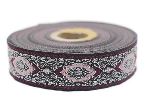 25 mm colorful Medieval Motive Woven Border (0.98 inches), jacquard ribbon, Embroidered ribbon, Sewing trim, Scroll Jacquard trim, 25589