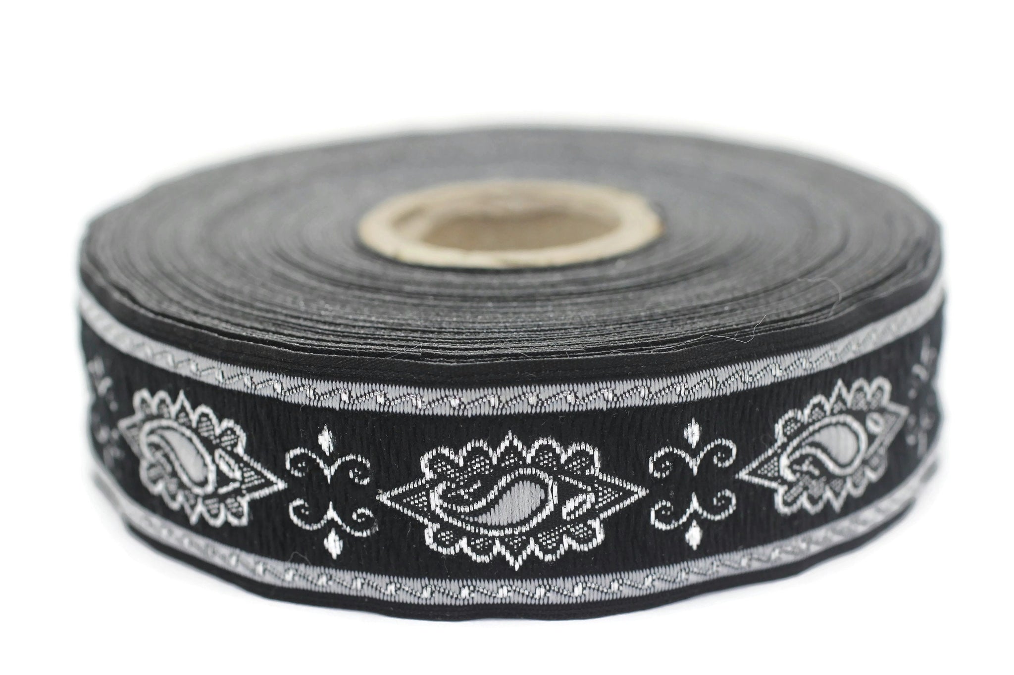 25 mm Grey medieval Motive ribbon (0.98 inches), renaissance trim, otantic ribbon, jacquard ribbons, fabric ribbon, vintage trim, 25907