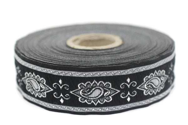 25 mm Grey medieval Motive ribbon (0.98 inches), renaissance trim, otantic ribbon, jacquard ribbons, fabric ribbon, vintage trim, 25907
