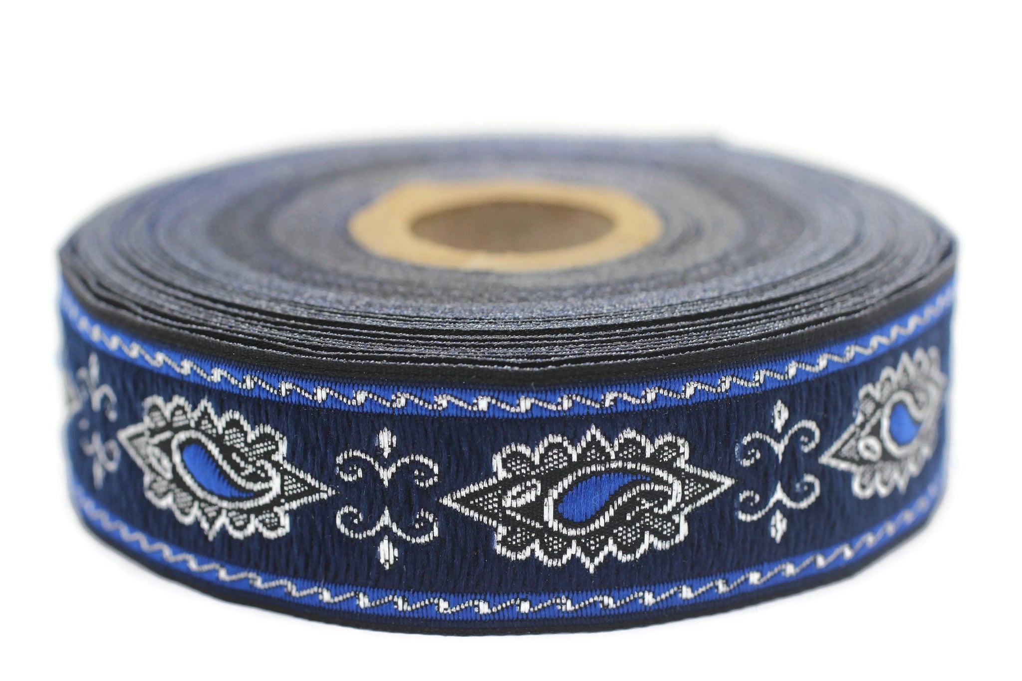 25 mm Royal Blue medieval ribbon (0.98 inches), guitar ribbon, jacquard ribbons, fabric ribbon, vintage ribbon, costume ribbon, 25907