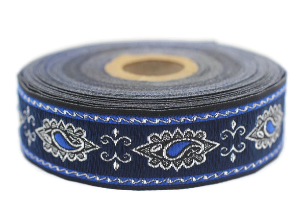 25 mm Royal Blue medieval ribbon (0.98 inches), guitar ribbon, jacquard ribbons, fabric ribbon, vintage ribbon, costume ribbon, 25907