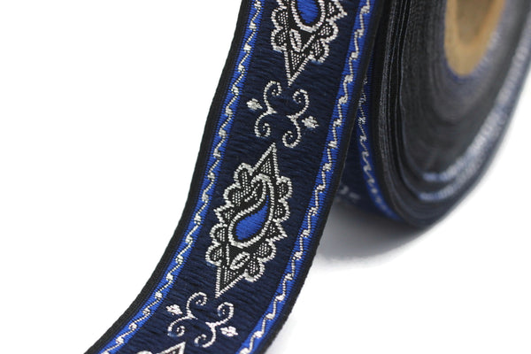 25 mm Royal Blue medieval ribbon (0.98 inches), guitar ribbon, jacquard ribbons, fabric ribbon, vintage ribbon, costume ribbon, 25907